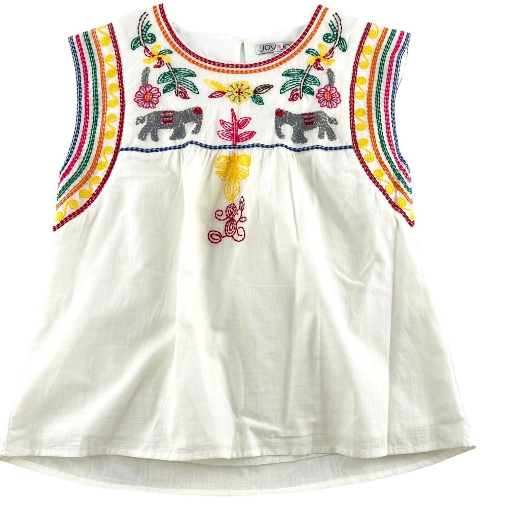 Joy Joy Embroidered Blouse Womens‎ size Small Colorful Sleeveless Boho